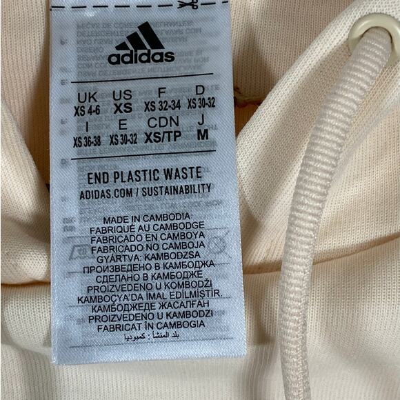 NEW Women’s Hoodie Adidas 3-Stripe Floral Crop Pullover Sweatshirt Jacket Top - Picture 6 of 9